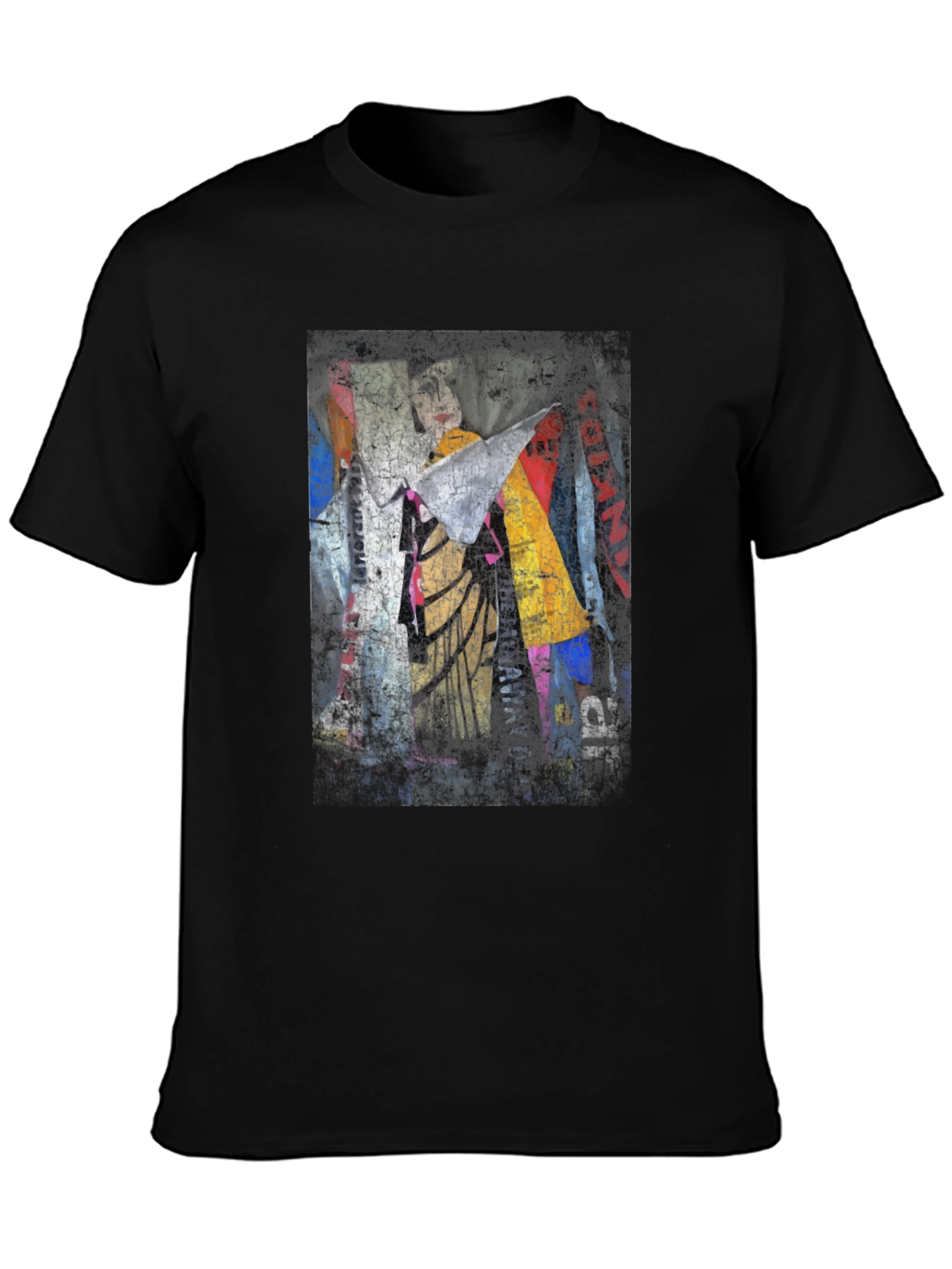 Abstract Graphic Print Black Crew Neck T-Shirt