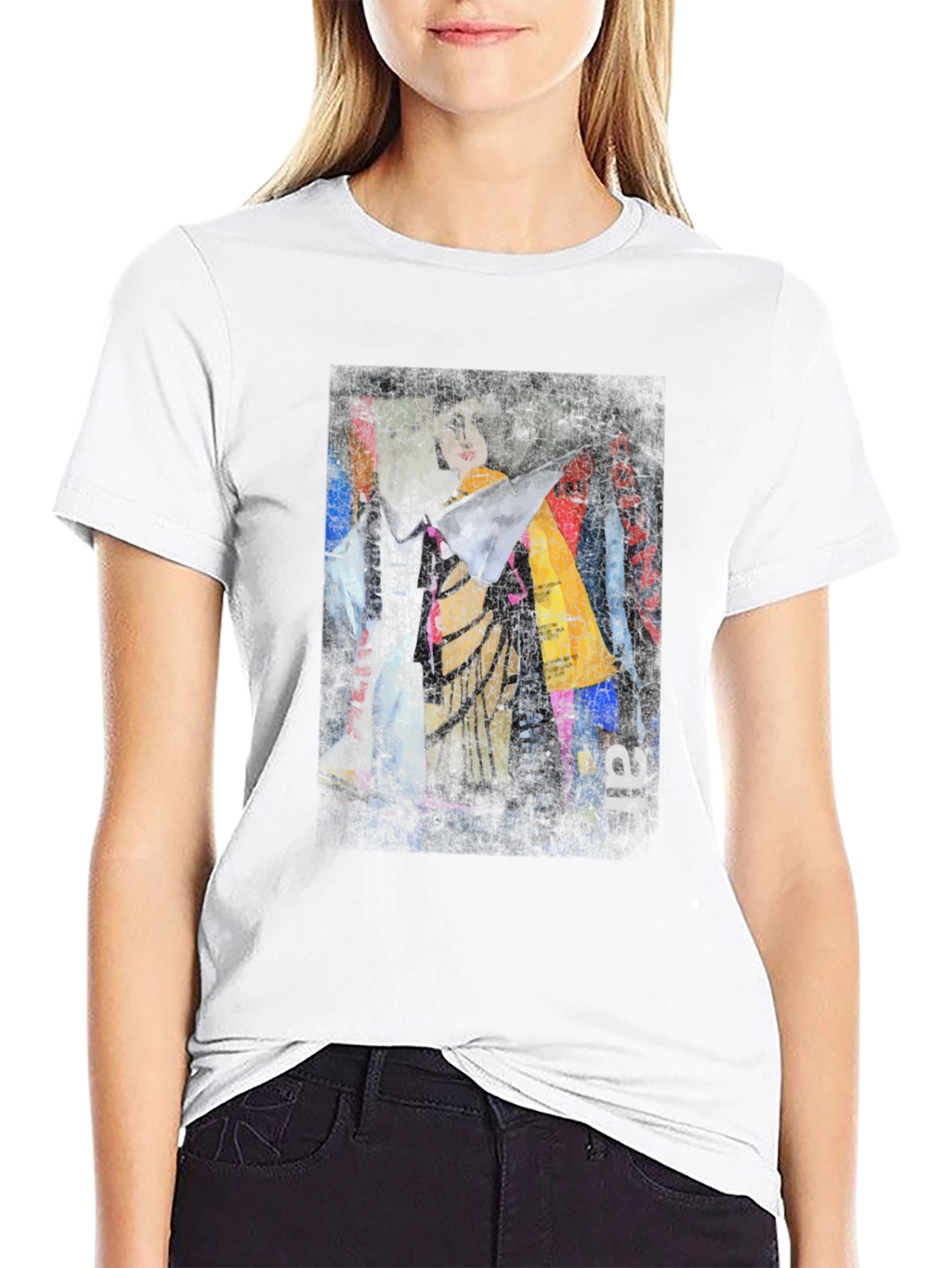 Abstract Graphic Print Black Crew Neck T-Shirt