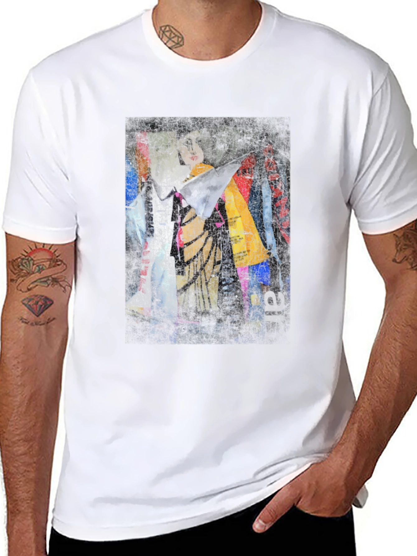 Abstract Graphic Print Black Crew Neck T-Shirt