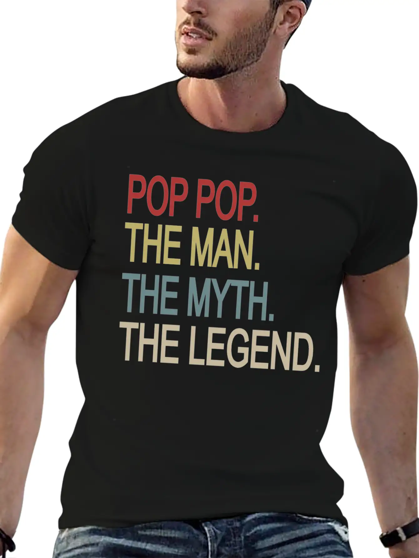 Pop Pop The Man The Myth The Legend Relaxed Everyday Tee – Lightweight And Durable Cotton