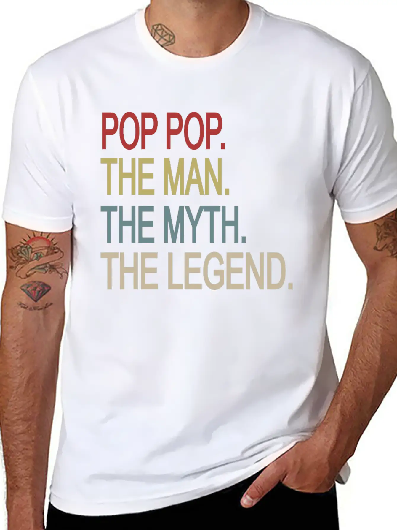 Pop Pop The Man The Myth The Legend Relaxed Everyday Tee – Lightweight And Durable Cotton