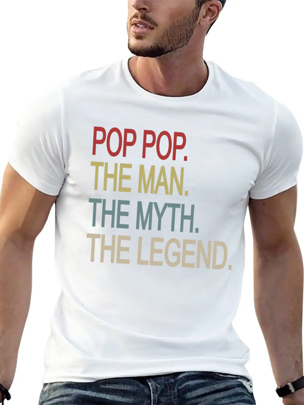 Pop Pop The Man The Myth The Legend Relaxed Everyday Tee – Lightweight And Durable Cotton