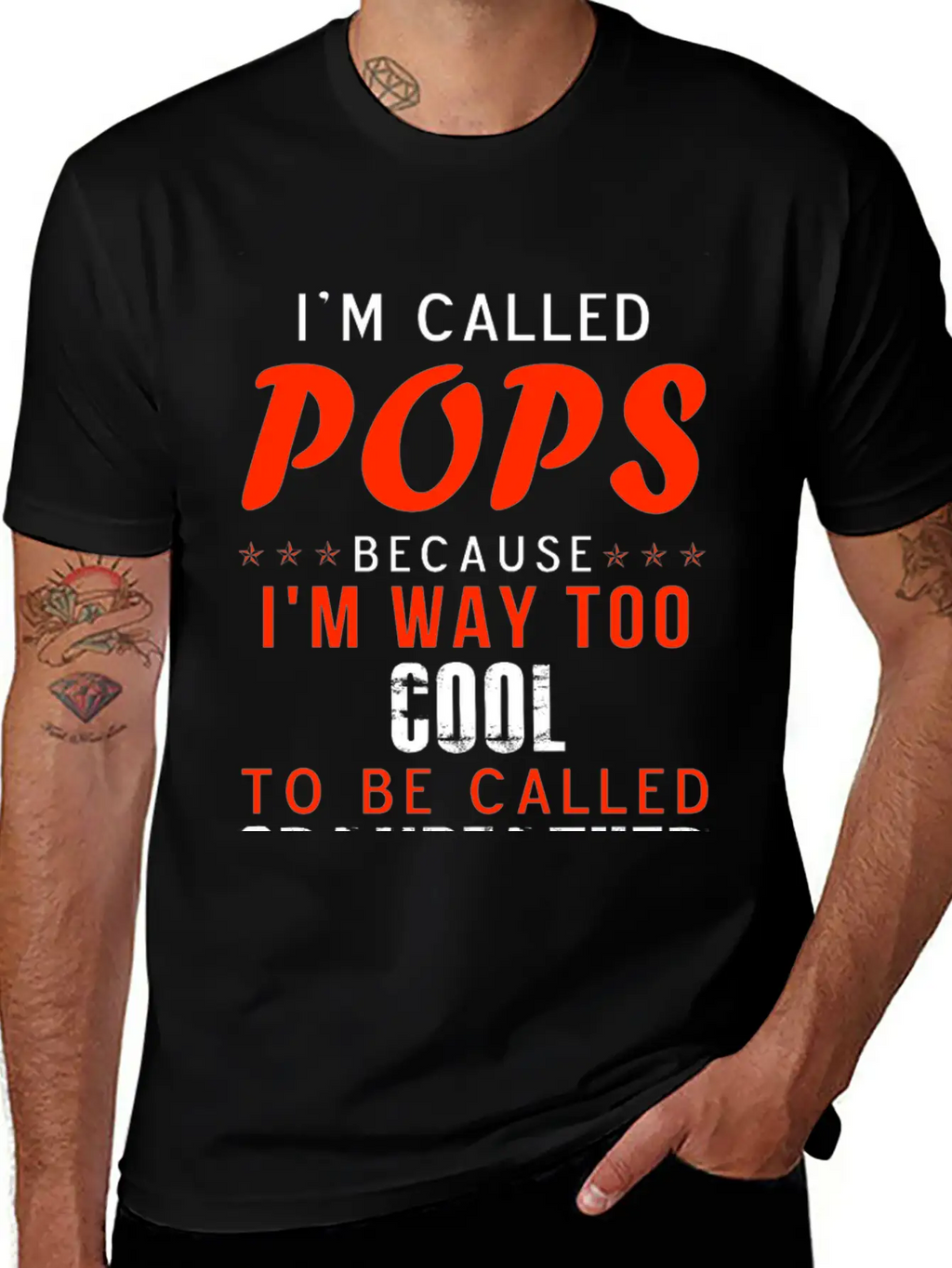 Pops - I'm Way Too Cool To Be Called Grandfather Stylish Everyday T-Shirt – Unisex Basic Cotton Tee