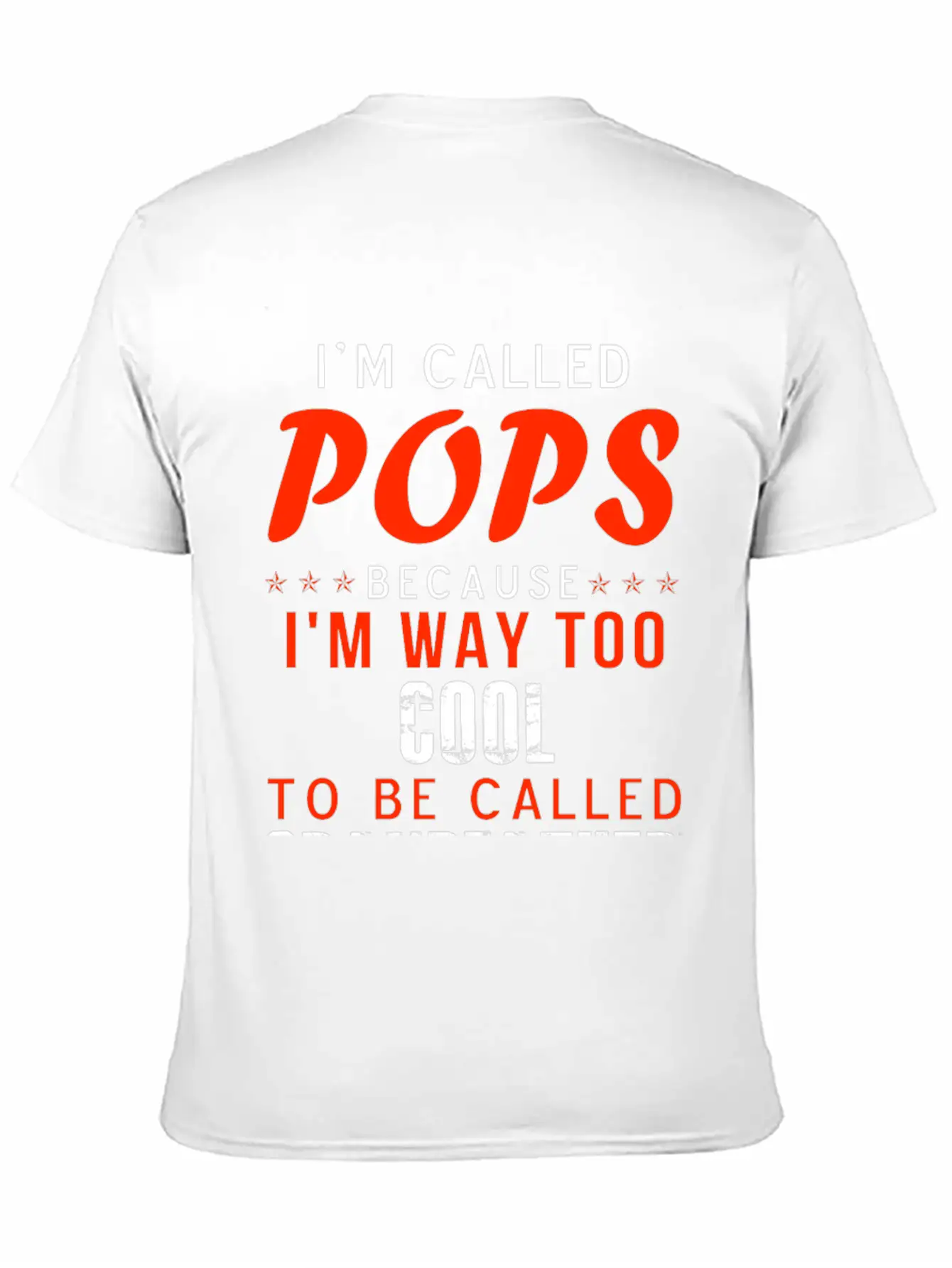 Pops - I'm Way Too Cool To Be Called Grandfather Stylish Everyday T-Shirt – Unisex Basic Cotton Tee
