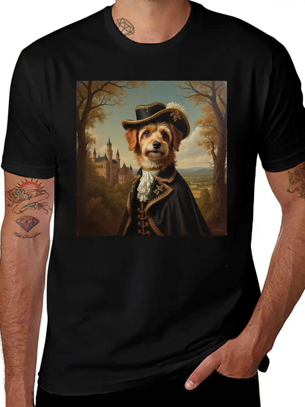 Portrait Of A Dog In The Style Of The 18th Century Basic Graphic T-Shirt – Daily Comfort In Soft Cotton