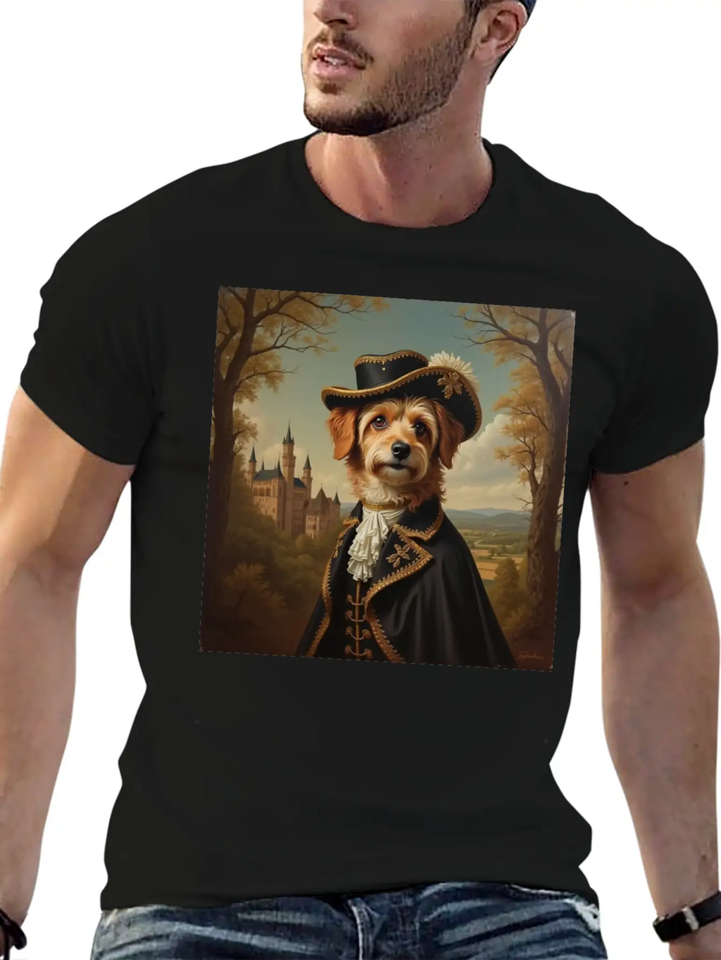 Portrait Of A Dog In The Style Of The 18th Century Basic Graphic T-Shirt – Daily Comfort In Soft Cotton