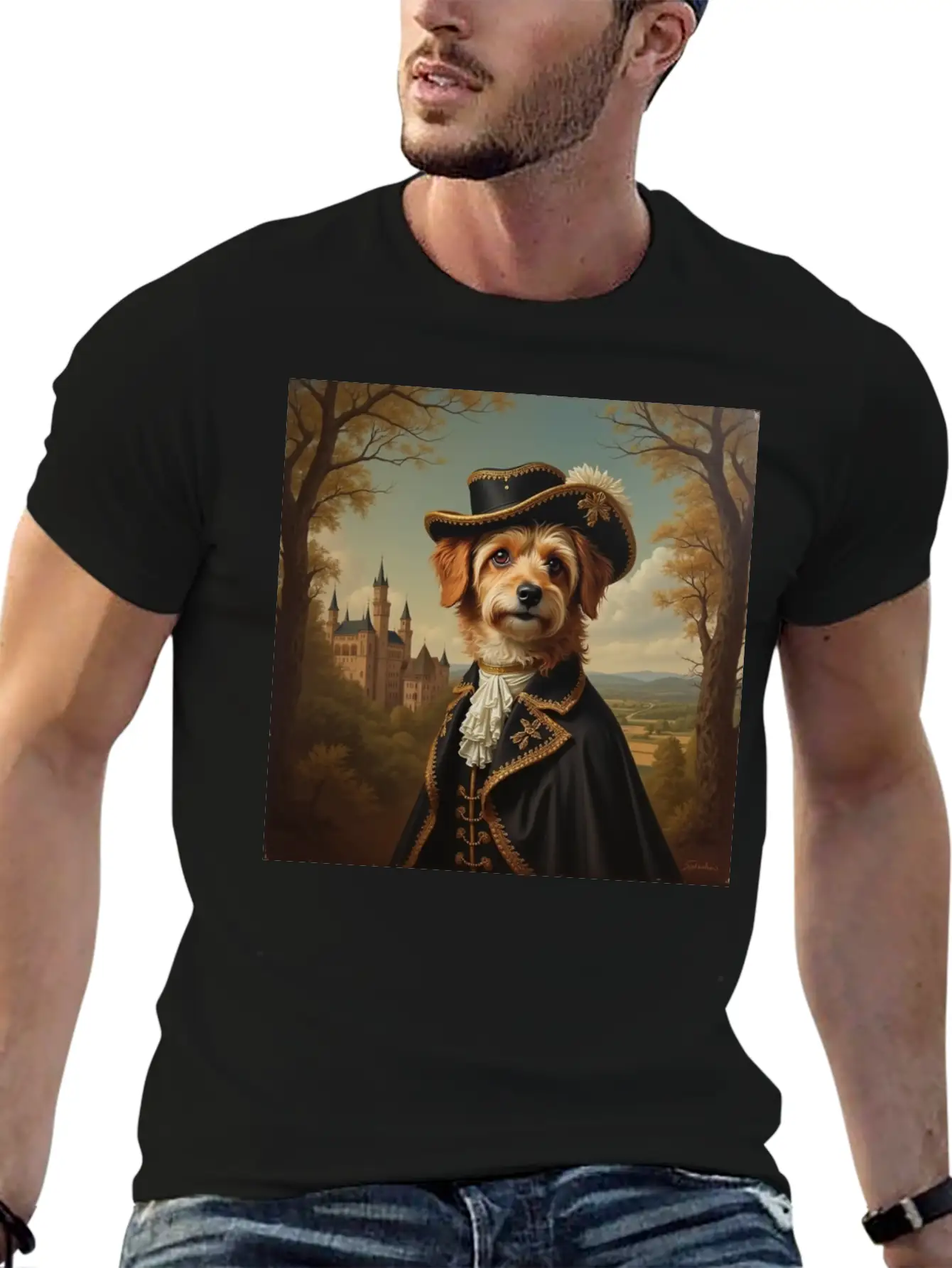 Portrait Of A Dog In The Style Of The 18th Century Basic Graphic T-Shirt – Daily Comfort In Soft Cotton