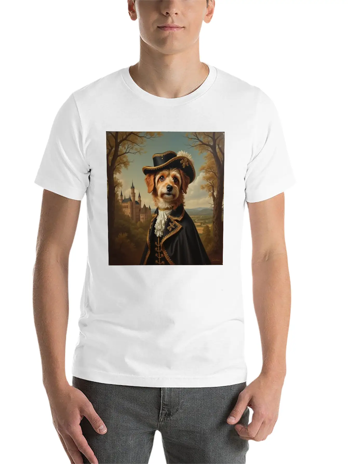 Portrait Of A Dog In The Style Of The 18th Century Basic Graphic T-Shirt – Daily Comfort In Soft Cotton