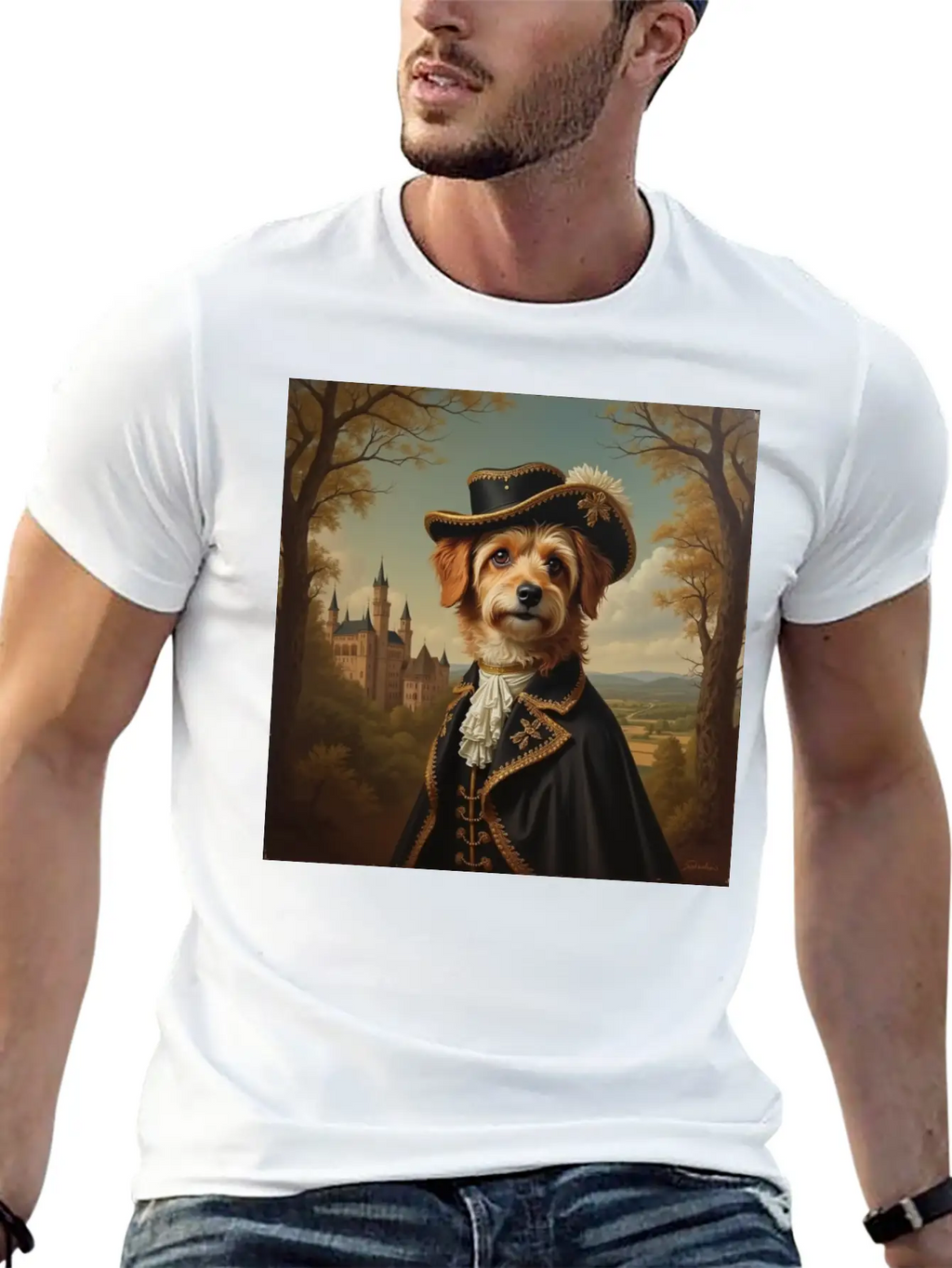 Portrait Of A Dog In The Style Of The 18th Century Basic Graphic T-Shirt – Daily Comfort In Soft Cotton