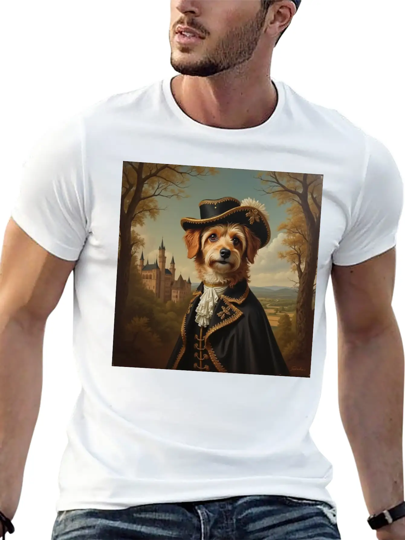 Portrait Of A Dog In The Style Of The 18th Century Basic Graphic T-Shirt – Daily Comfort In Soft Cotton