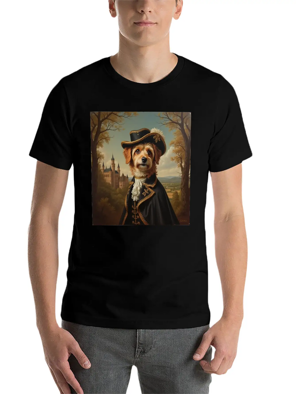 Portrait Of A Dog In The Style Of The 18th Century Basic Graphic T-Shirt – Daily Comfort In Soft Cotton