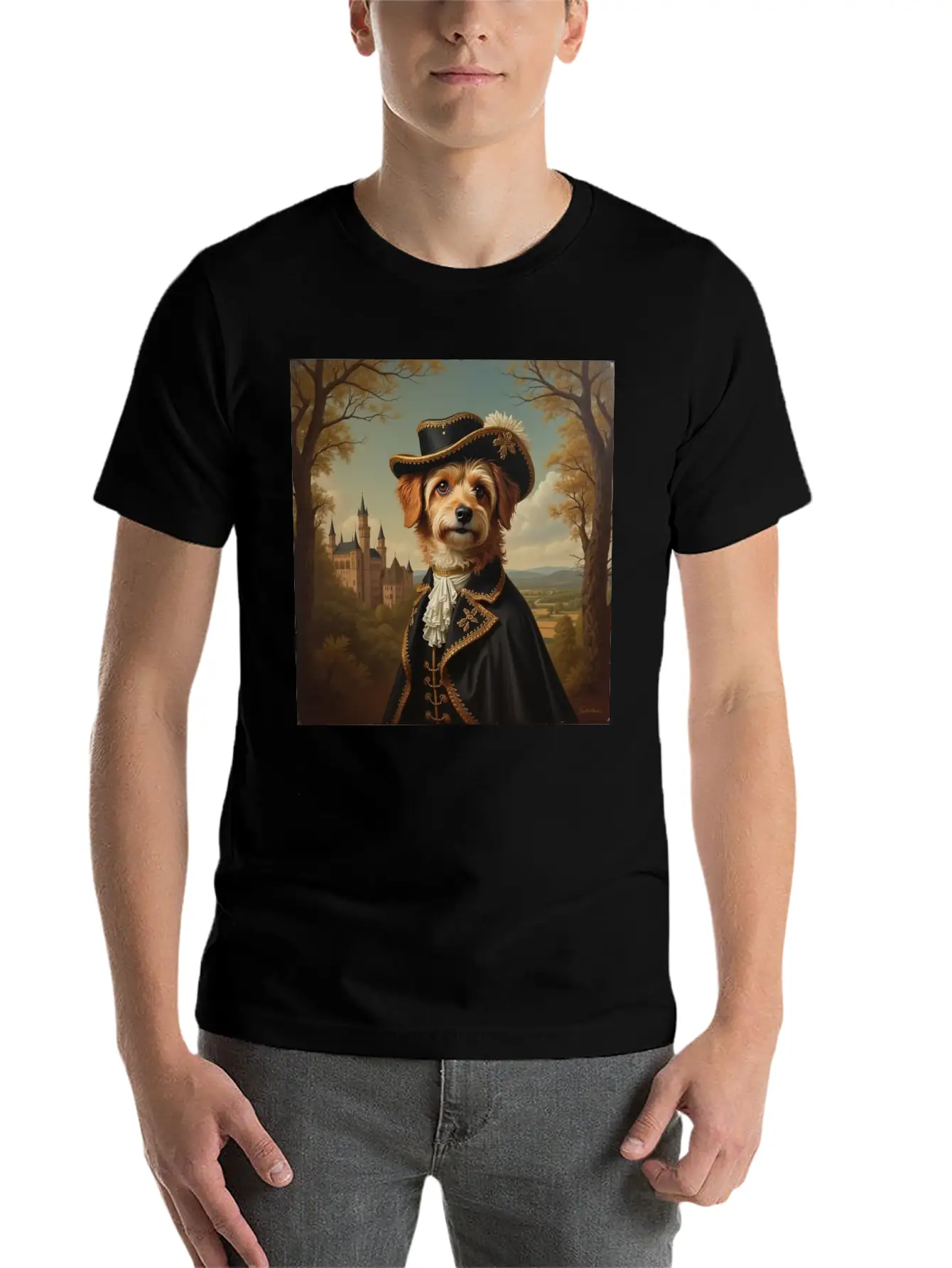 Portrait Of A Dog In The Style Of The 18th Century Basic Graphic T-Shirt – Daily Comfort In Soft Cotton