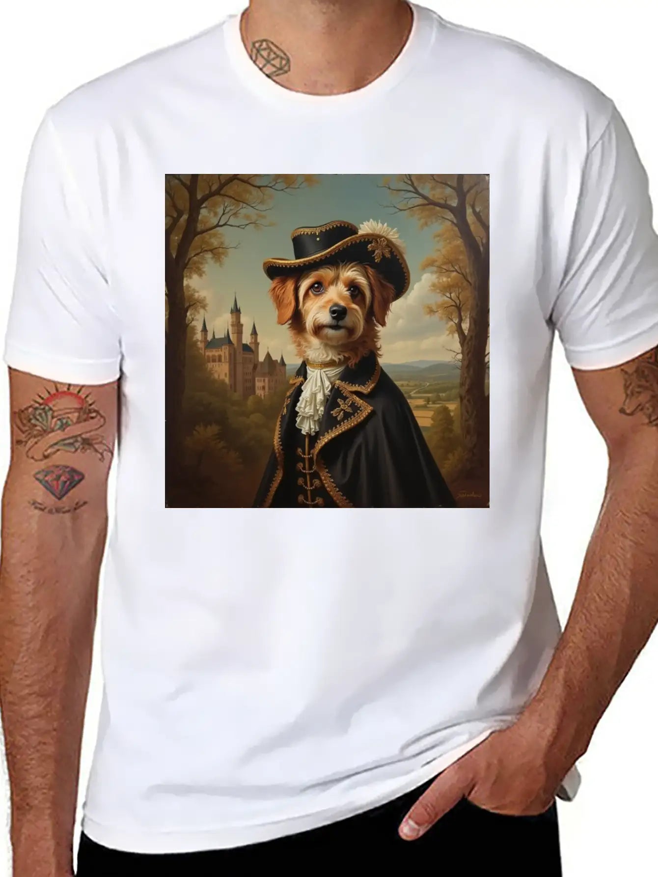 Portrait Of A Dog In The Style Of The 18th Century Basic Graphic T-Shirt – Daily Comfort In Soft Cotton