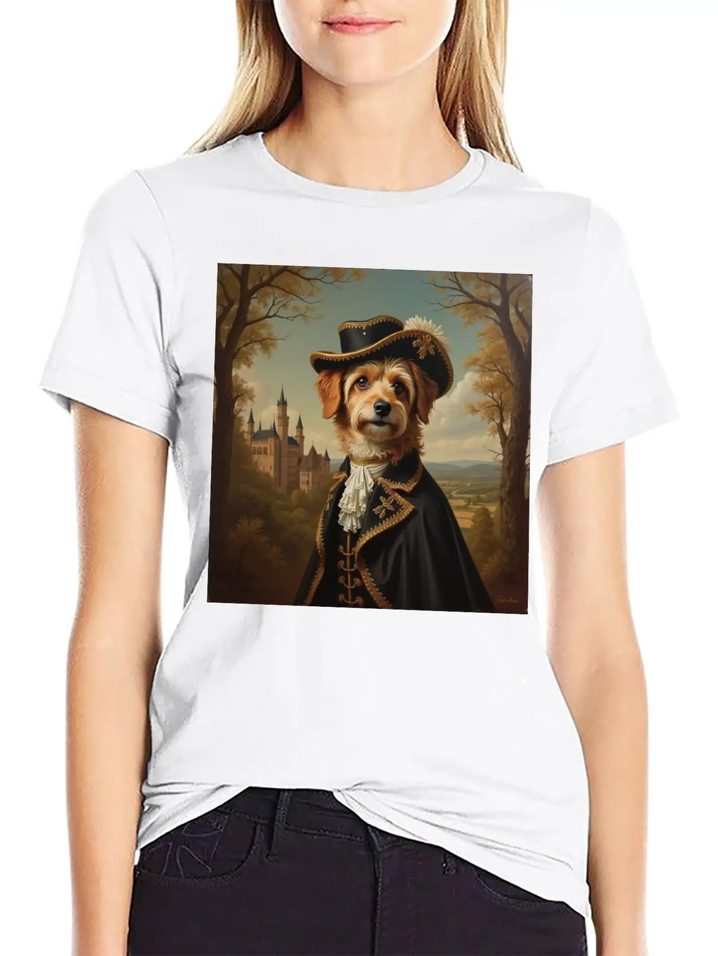 Portrait Of A Dog In The Style Of The 18th Century Basic Graphic T-Shirt – Daily Comfort In Soft Cotton