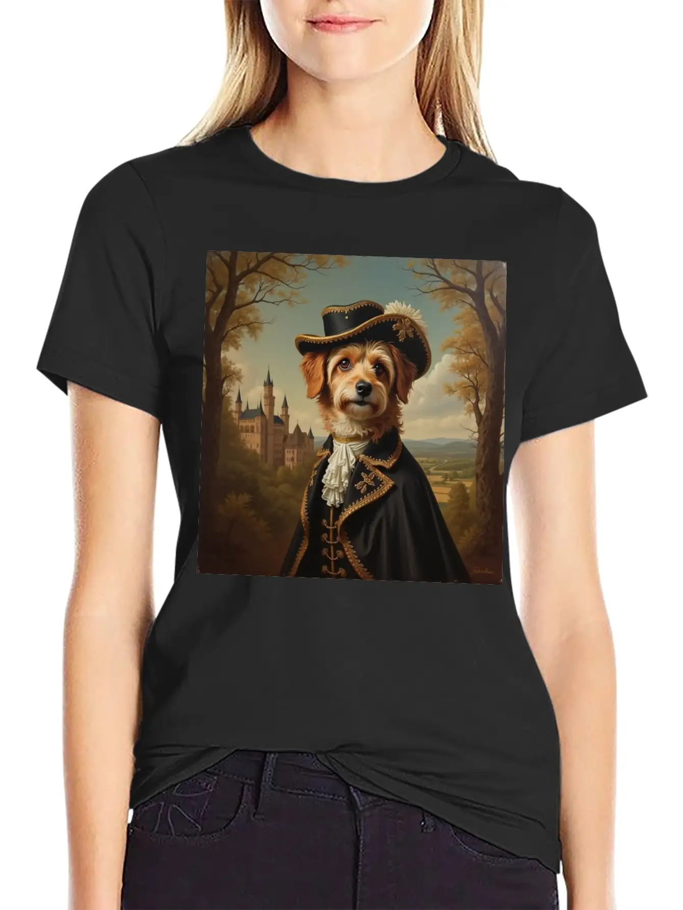 Portrait Of A Dog In The Style Of The 18th Century Basic Graphic T-Shirt – Daily Comfort In Soft Cotton