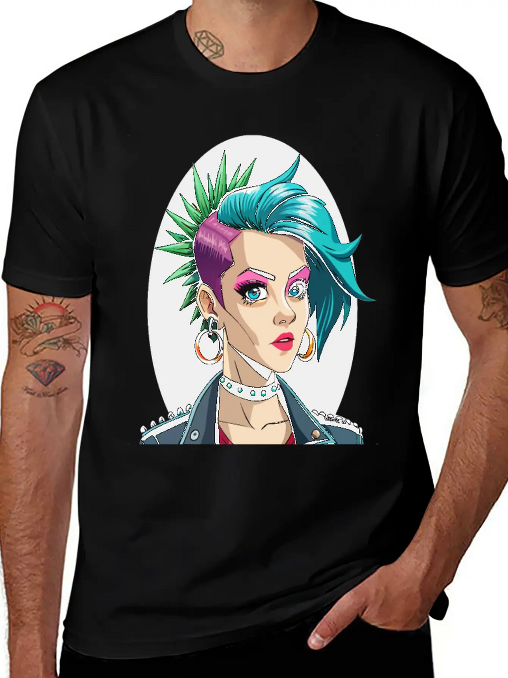 Portrait Of Punk Girl Breathable Soft Cotton T-Shirt – Timeless Casual Look