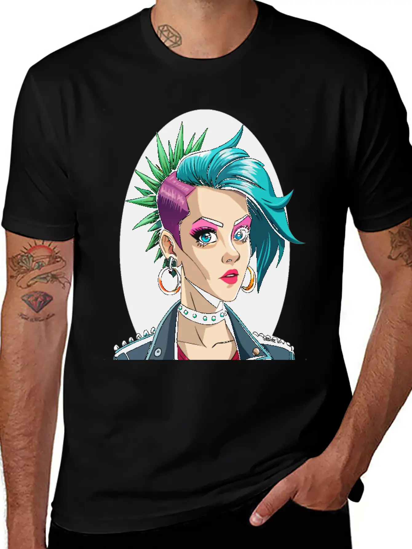 Portrait Of Punk Girl Breathable Soft Cotton T-Shirt – Timeless Casual Look