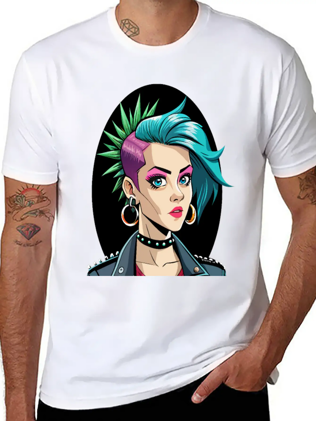 Portrait Of Punk Girl Breathable Soft Cotton T-Shirt – Timeless Casual Look