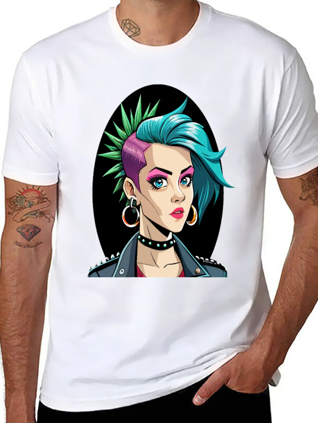 Portrait Of Punk Girl Breathable Soft Cotton T-Shirt – Timeless Casual Look