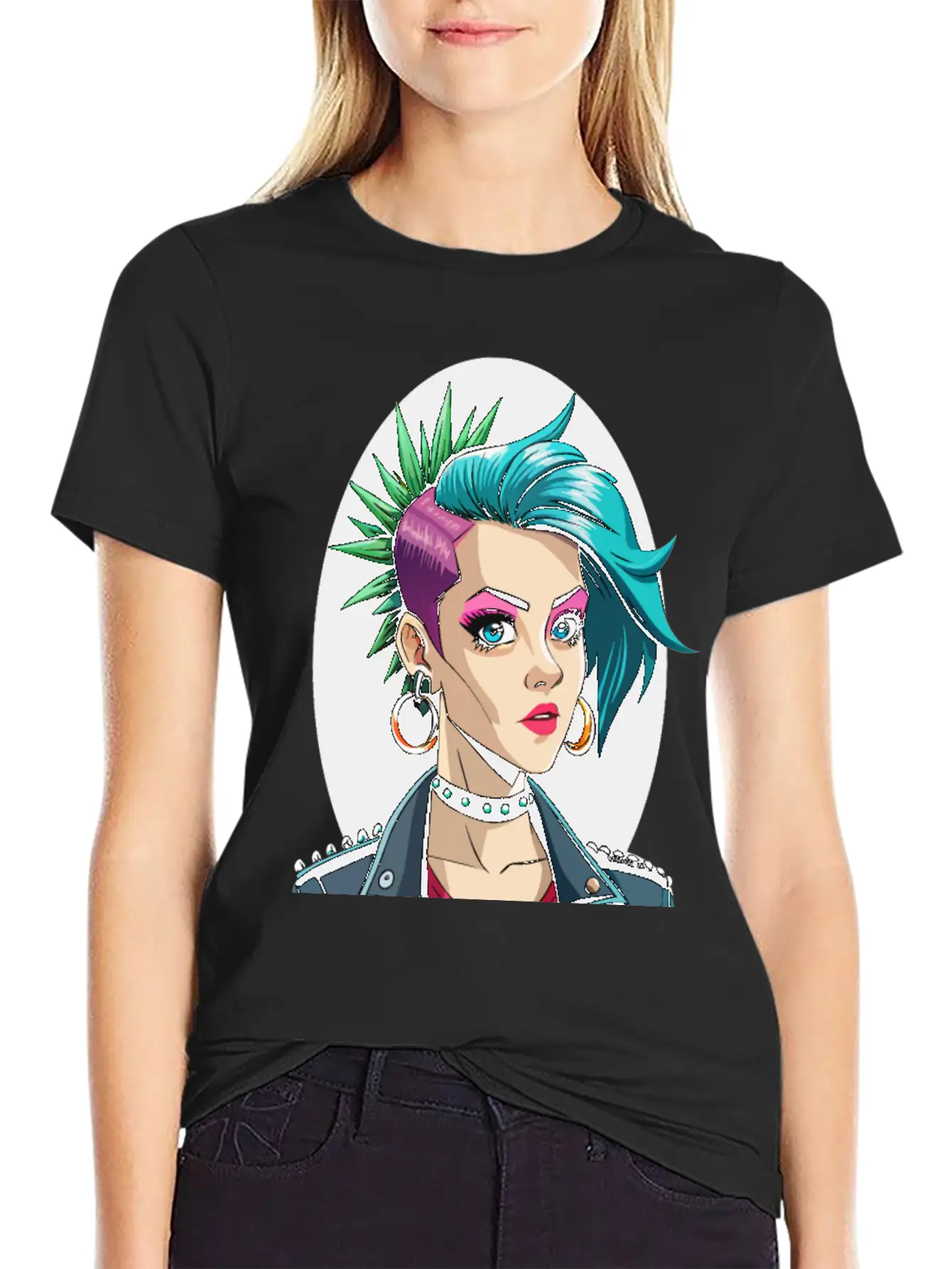 Portrait Of Punk Girl Breathable Soft Cotton T-Shirt – Timeless Casual Look