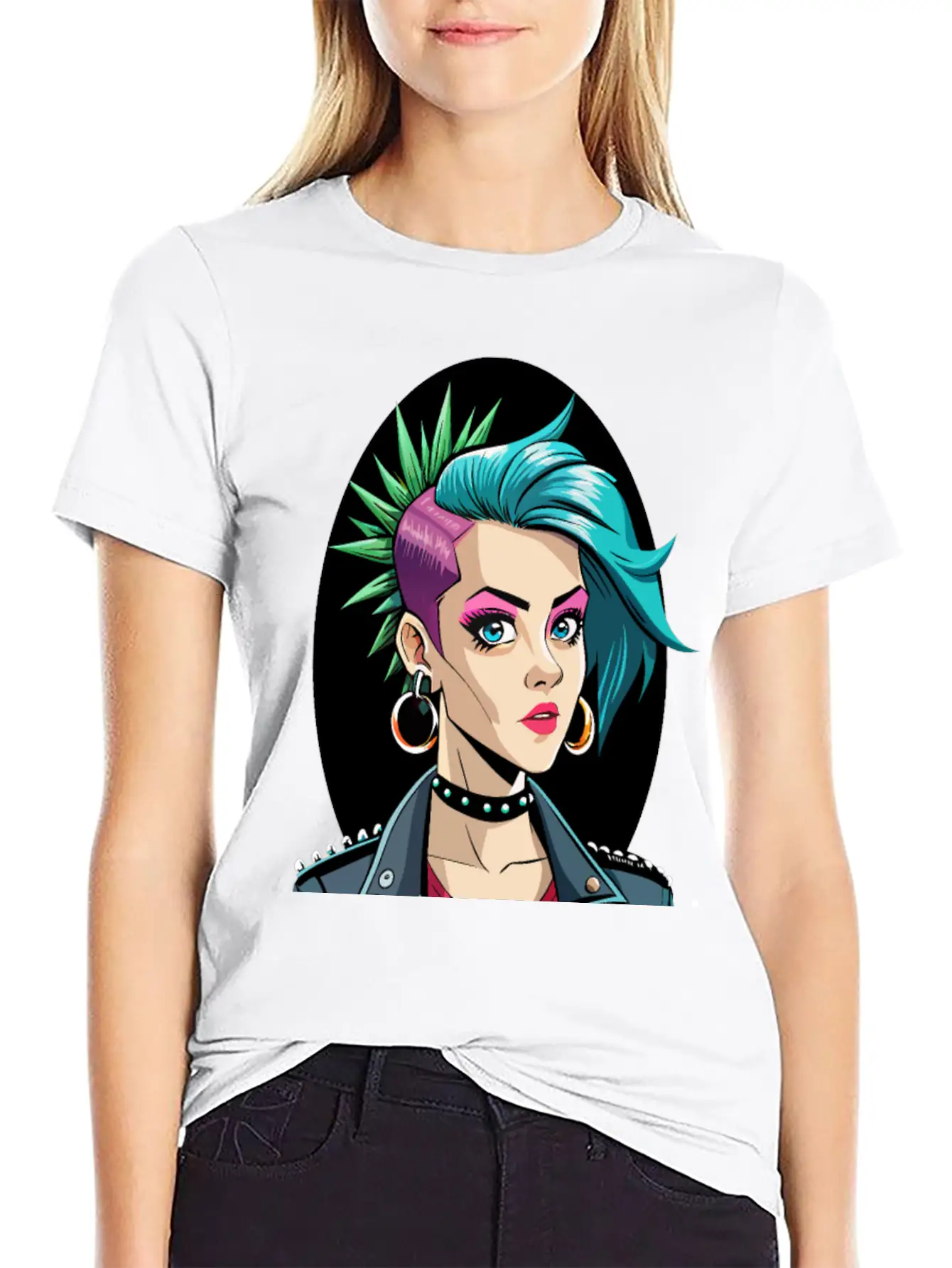 Portrait Of Punk Girl Breathable Soft Cotton T-Shirt – Timeless Casual Look