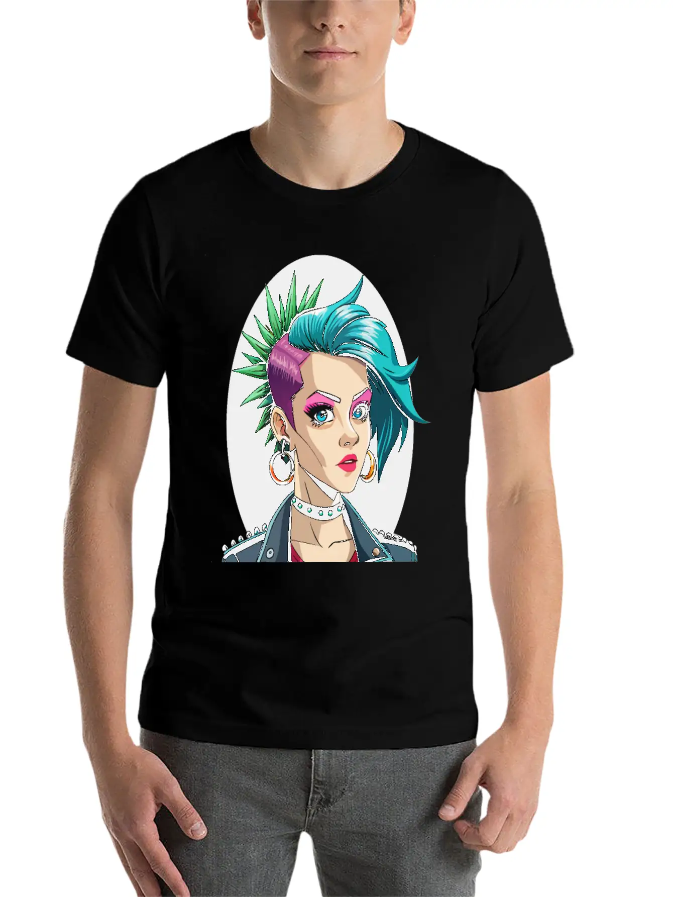 Portrait Of Punk Girl Breathable Soft Cotton T-Shirt – Timeless Casual Look