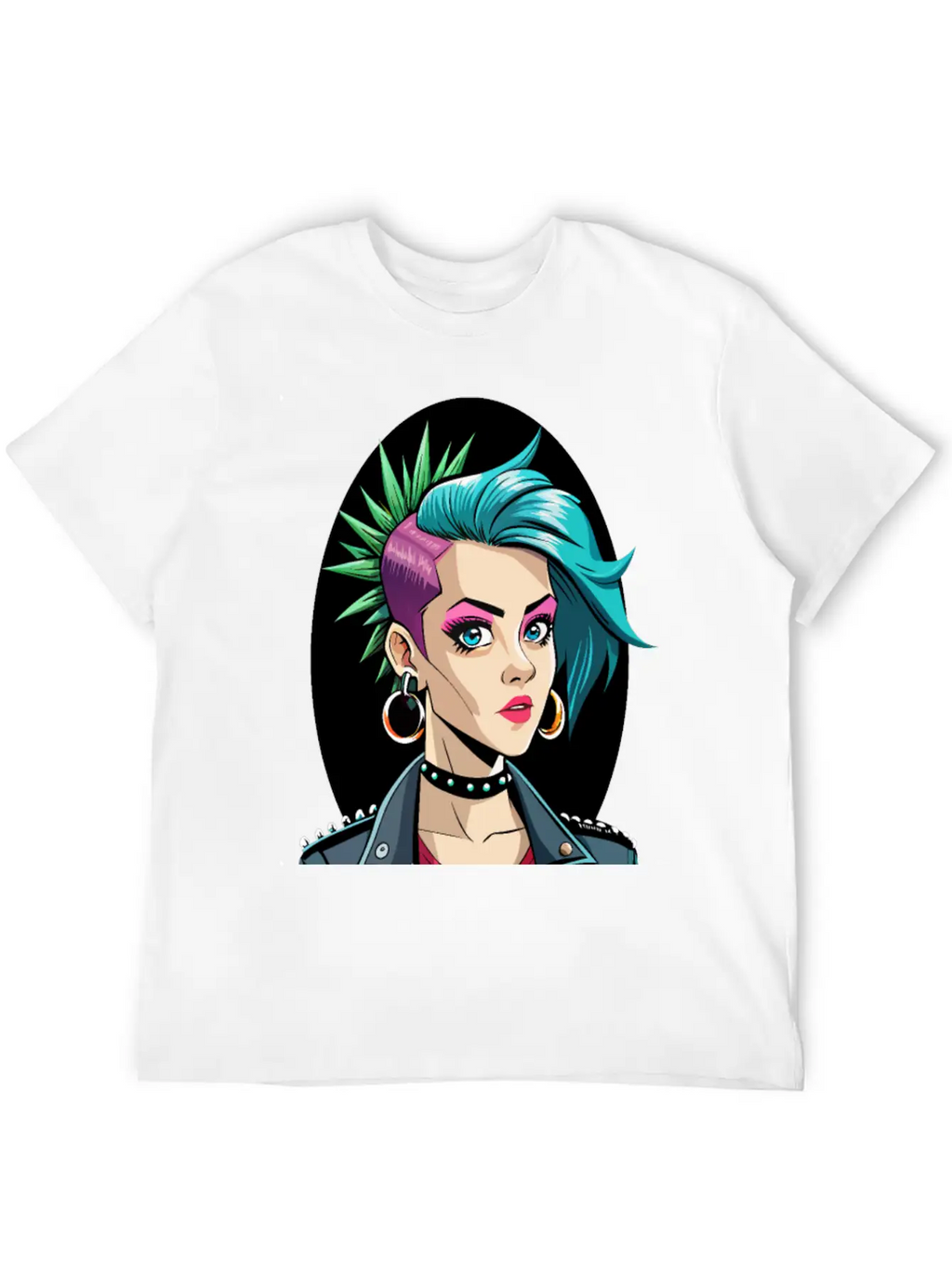 Portrait Of Punk Girl Breathable Soft Cotton T-Shirt – Timeless Casual Look