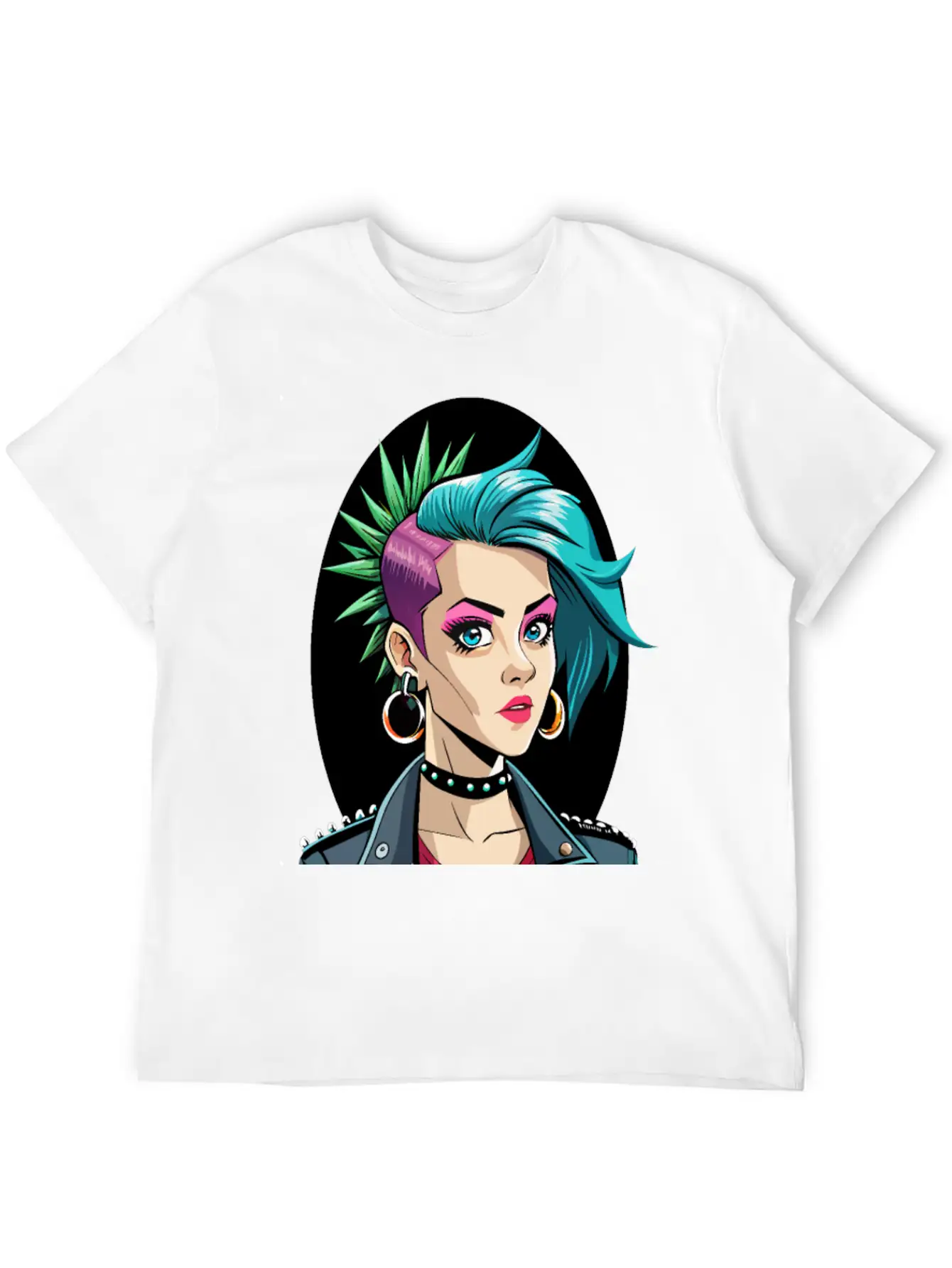 Portrait Of Punk Girl Breathable Soft Cotton T-Shirt – Timeless Casual Look