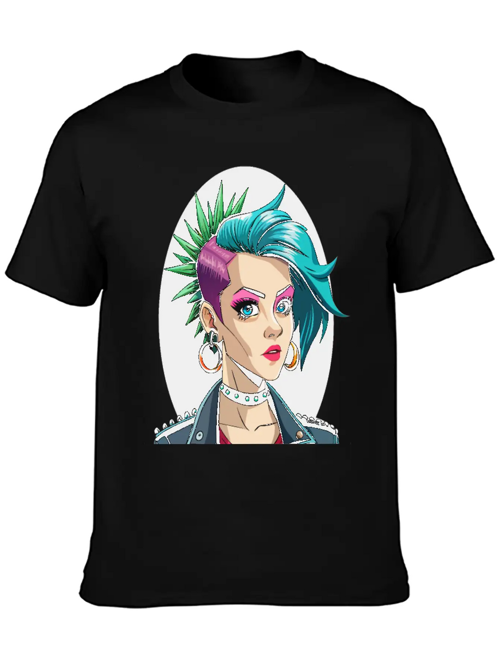 Portrait Of Punk Girl Breathable Soft Cotton T-Shirt – Timeless Casual Look