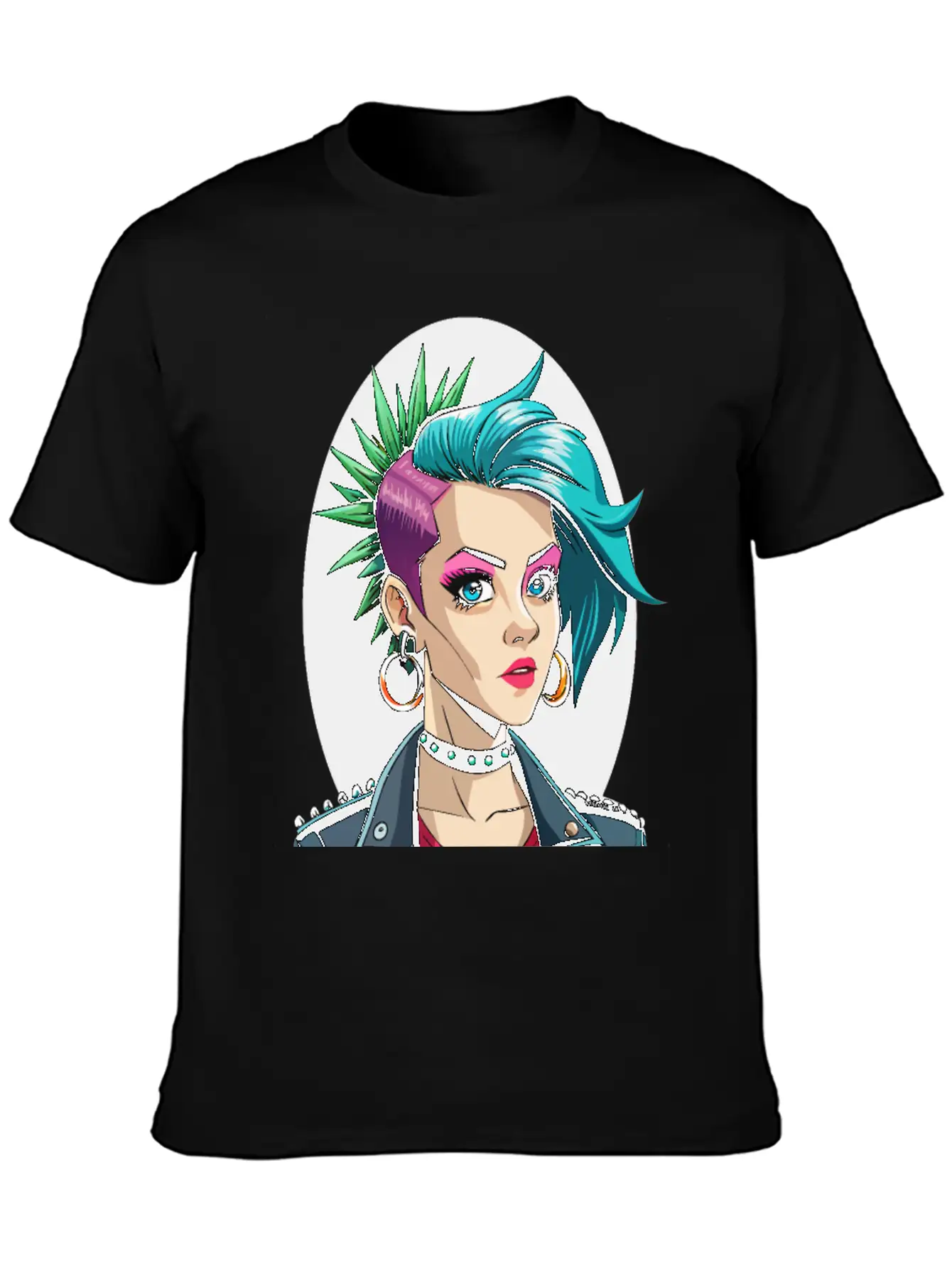 Portrait Of Punk Girl Breathable Soft Cotton T-Shirt – Timeless Casual Look