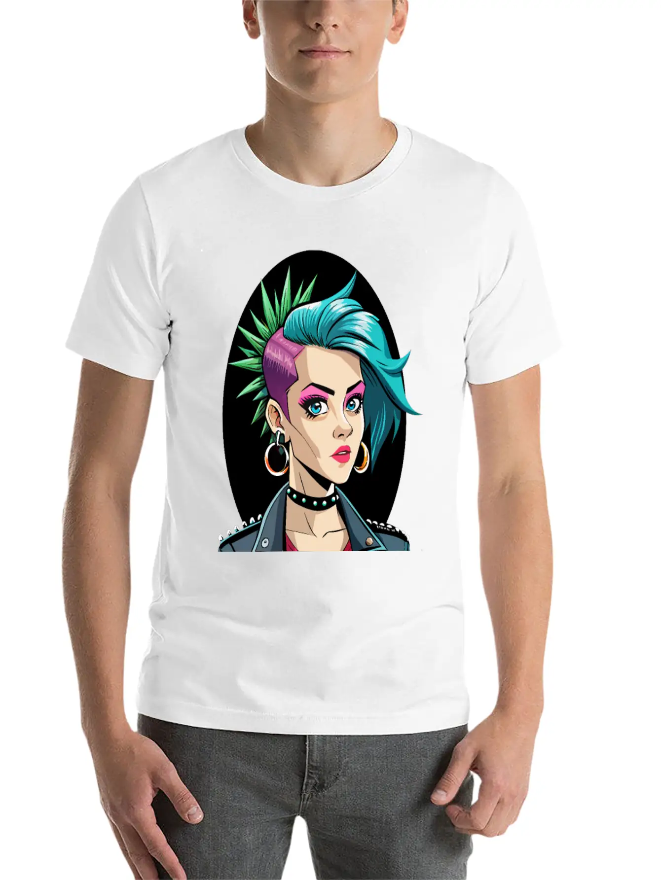 Portrait Of Punk Girl Breathable Soft Cotton T-Shirt – Timeless Casual Look