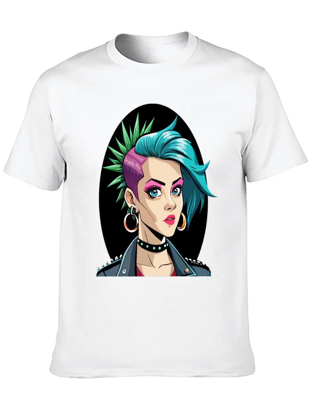 Portrait Of Punk Girl Breathable Soft Cotton T-Shirt – Timeless Casual Look
