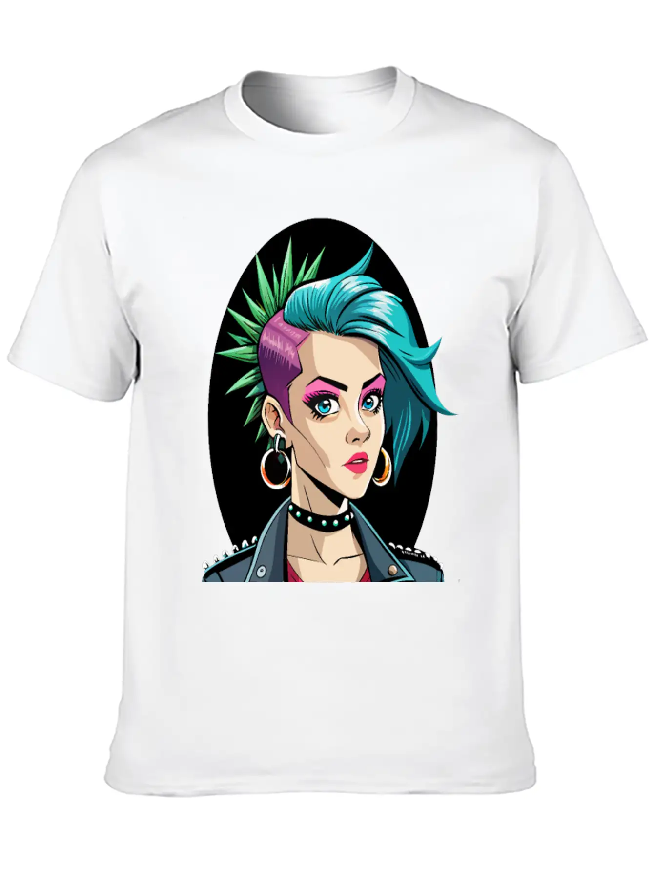 Portrait Of Punk Girl Breathable Soft Cotton T-Shirt – Timeless Casual Look