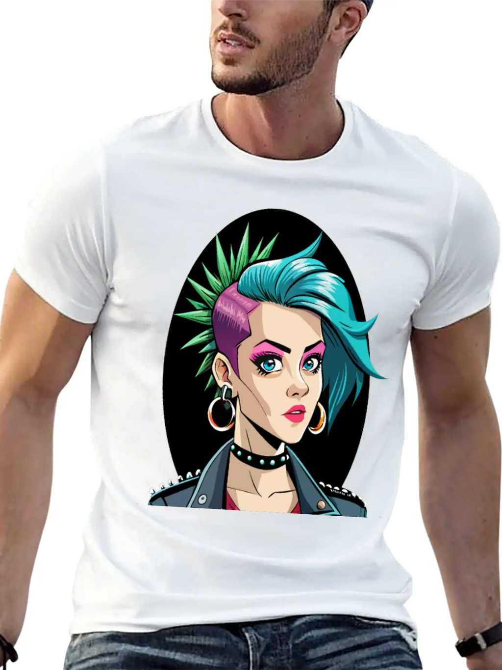 Portrait Of Punk Girl Breathable Soft Cotton T-Shirt – Timeless Casual Look