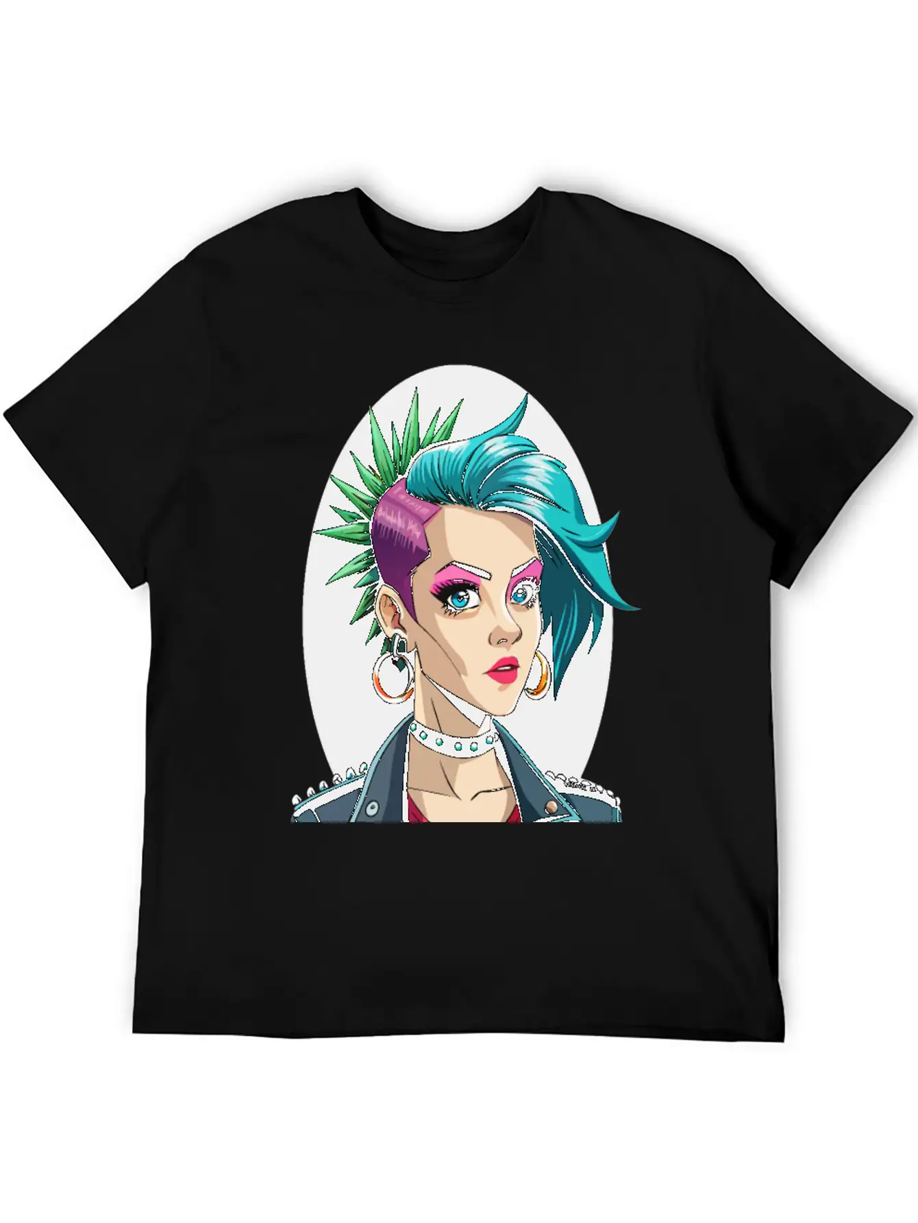 Portrait Of Punk Girl Breathable Soft Cotton T-Shirt – Timeless Casual Look
