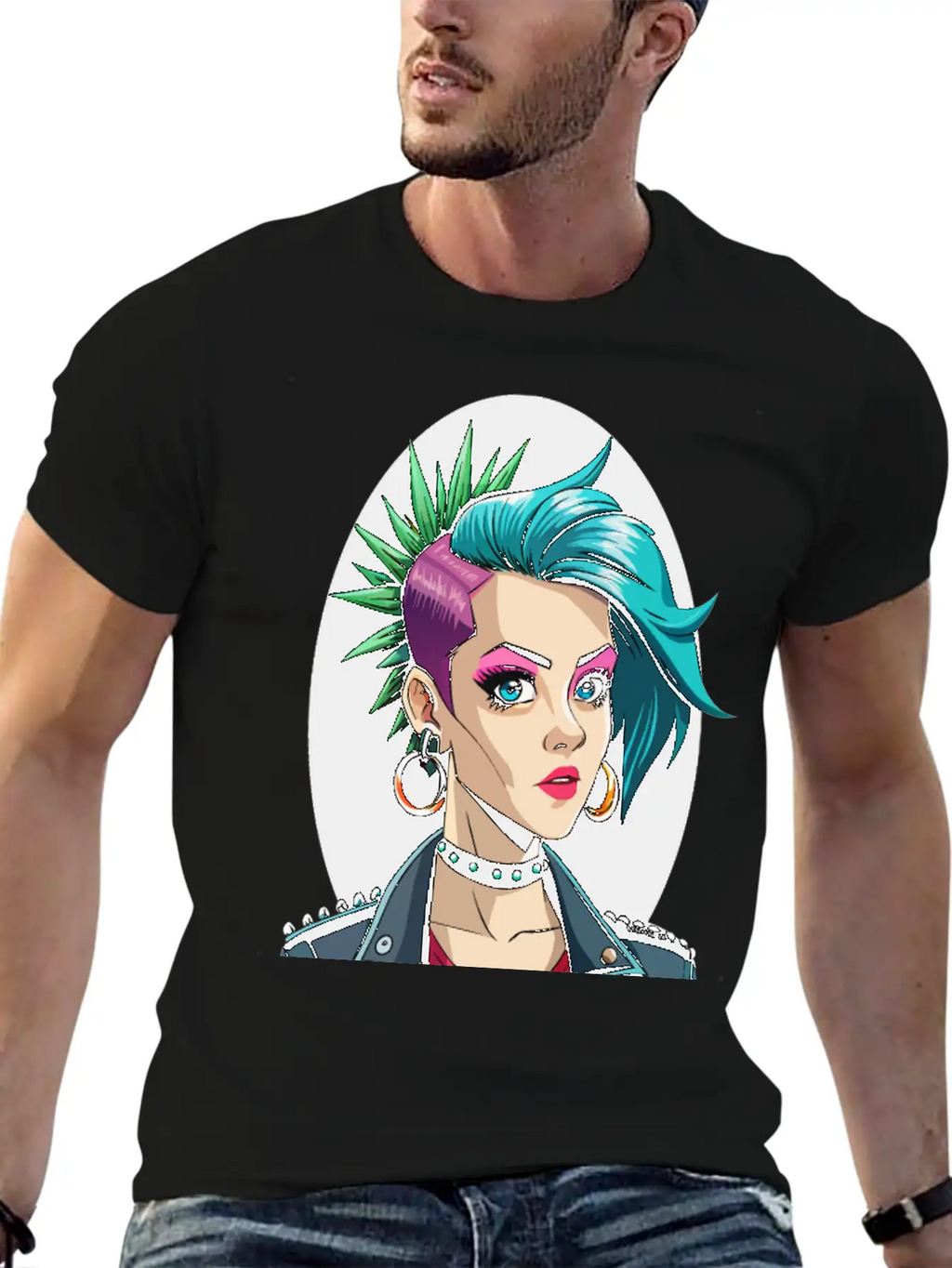 Portrait Of Punk Girl Breathable Soft Cotton T-Shirt – Timeless Casual Look