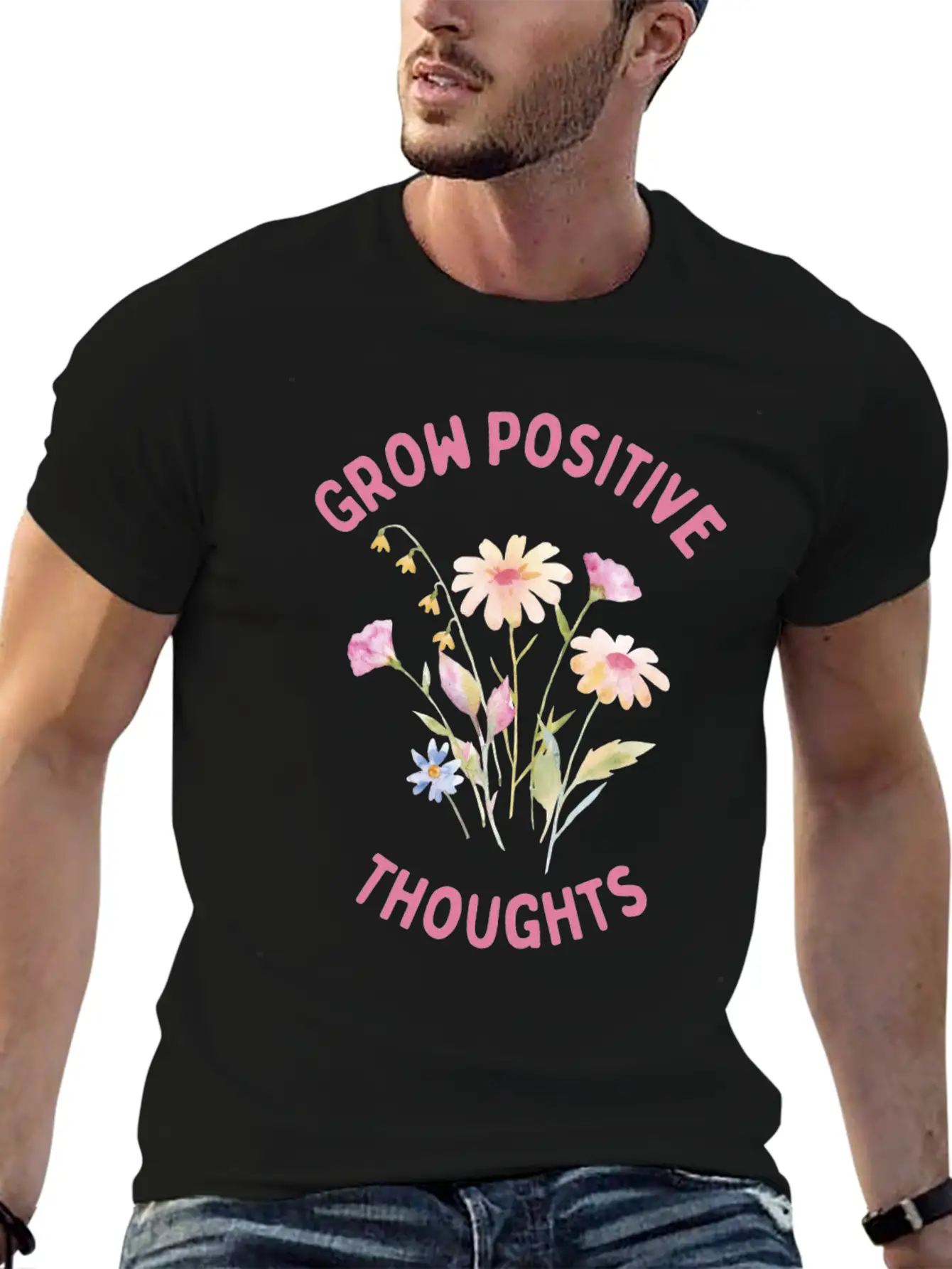 Positivity And Self-love, Grow Positive Thoughts Breathable Soft Cotton T-Shirt – Timeless Casual Look