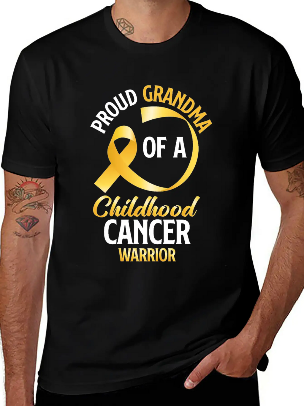 Poud Grandma Of A Childhood Cancer Warrior Stylish Everyday T-Shirt – Unisex Basic Cotton Tee