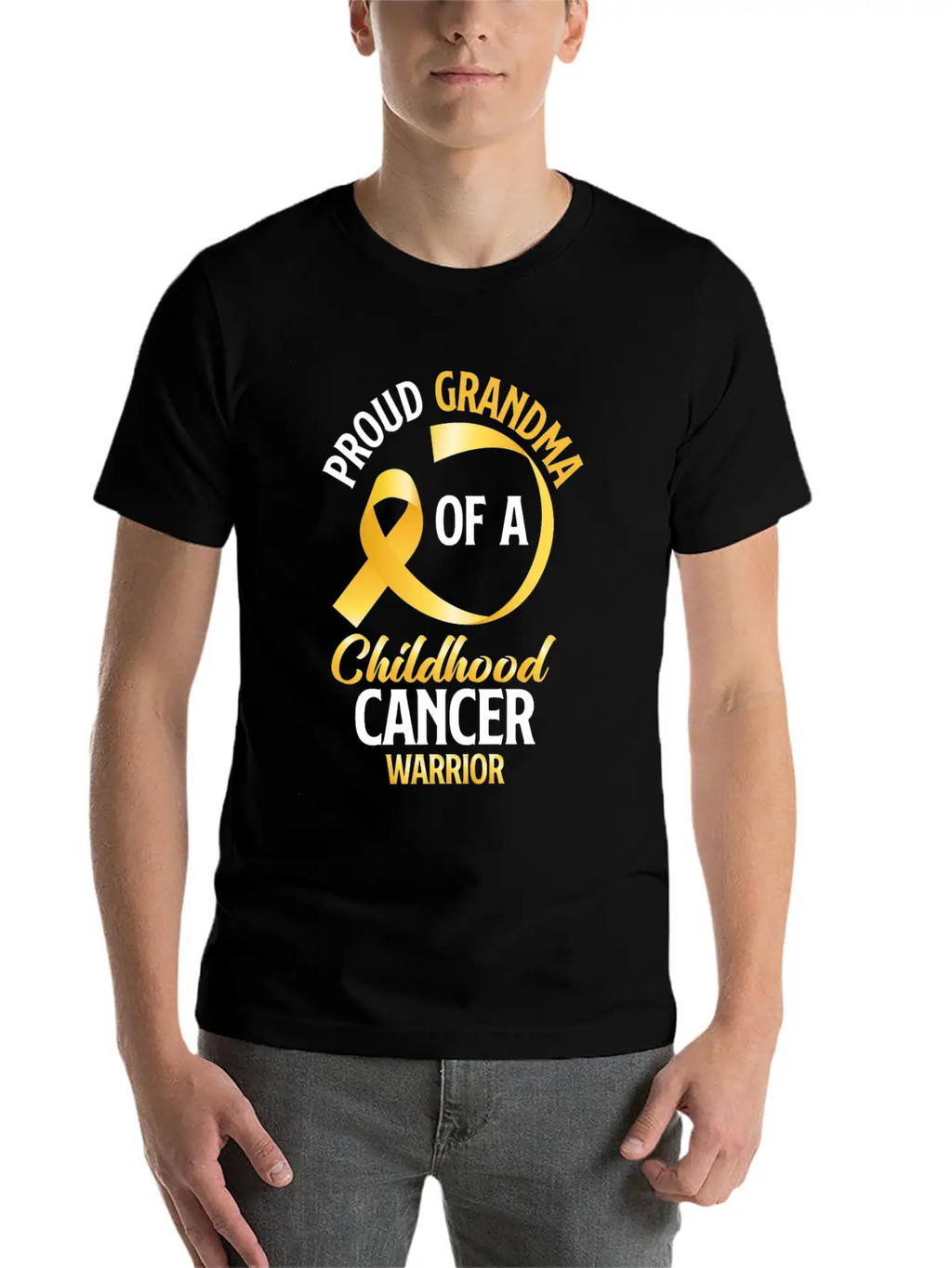 Poud Grandma Of A Childhood Cancer Warrior Stylish Everyday T-Shirt – Unisex Basic Cotton Tee