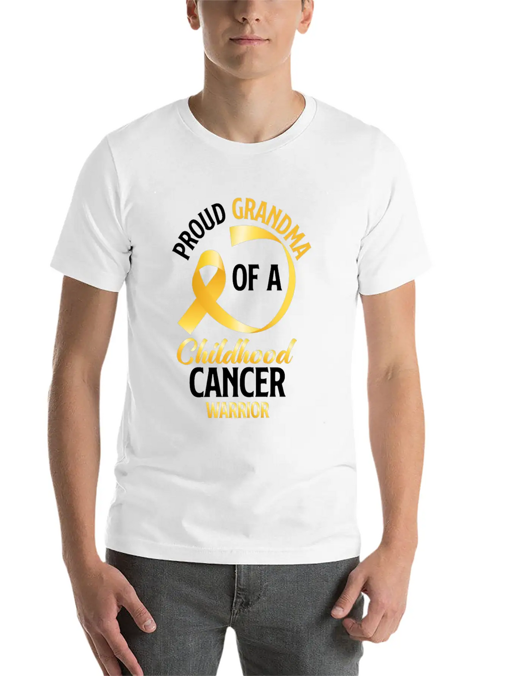 Poud Grandma Of A Childhood Cancer Warrior Stylish Everyday T-Shirt – Unisex Basic Cotton Tee