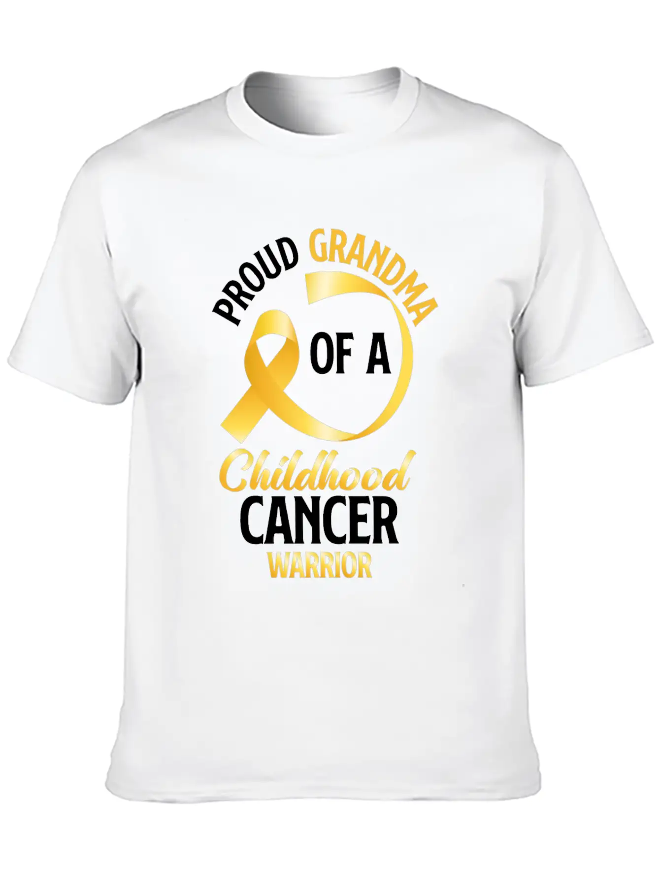 Poud Grandma Of A Childhood Cancer Warrior Stylish Everyday T-Shirt – Unisex Basic Cotton Tee
