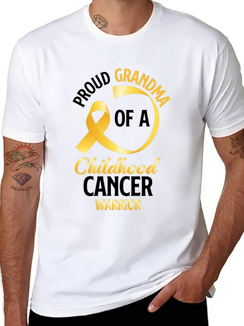 Poud Grandma Of A Childhood Cancer Warrior Stylish Everyday T-Shirt – Unisex Basic Cotton Tee