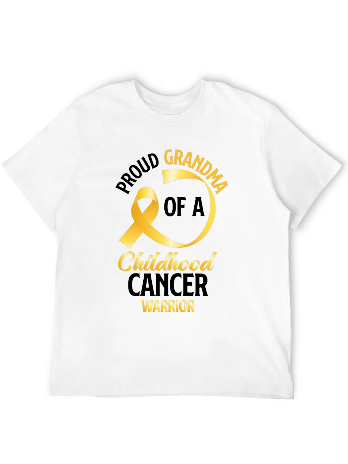 Poud Grandma Of A Childhood Cancer Warrior Stylish Everyday T-Shirt – Unisex Basic Cotton Tee