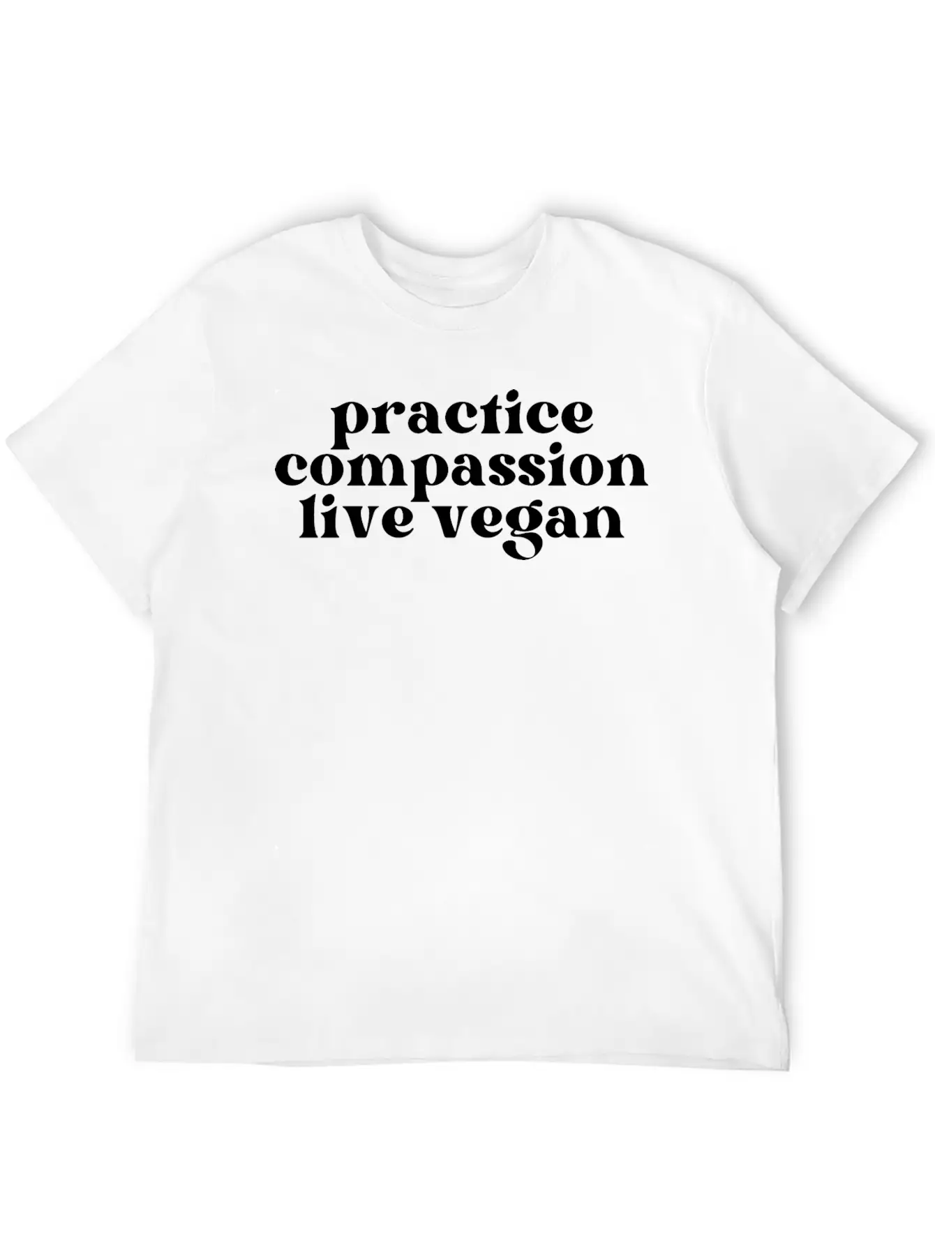 Practice Compassion, Live Vegan Basic Graphic T-Shirt – Daily Comfort In Soft Cotton