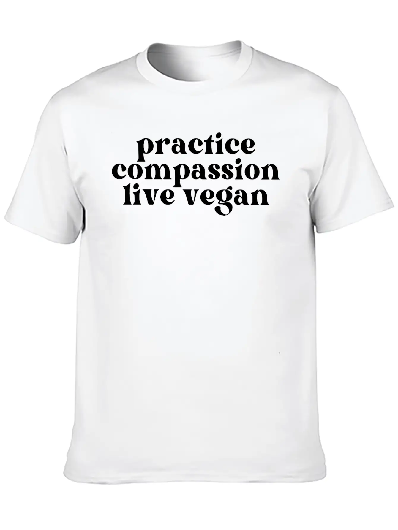 Practice Compassion, Live Vegan Basic Graphic T-Shirt – Daily Comfort In Soft Cotton