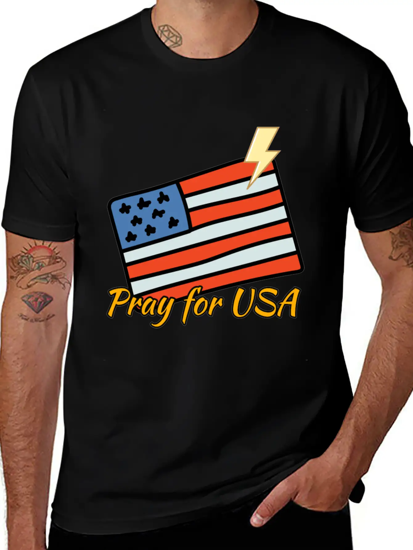 Pray For USA Products Peaceful For USA T-Shirt Essential Unisex Summer Tee – Soft Cotton Casual Fit