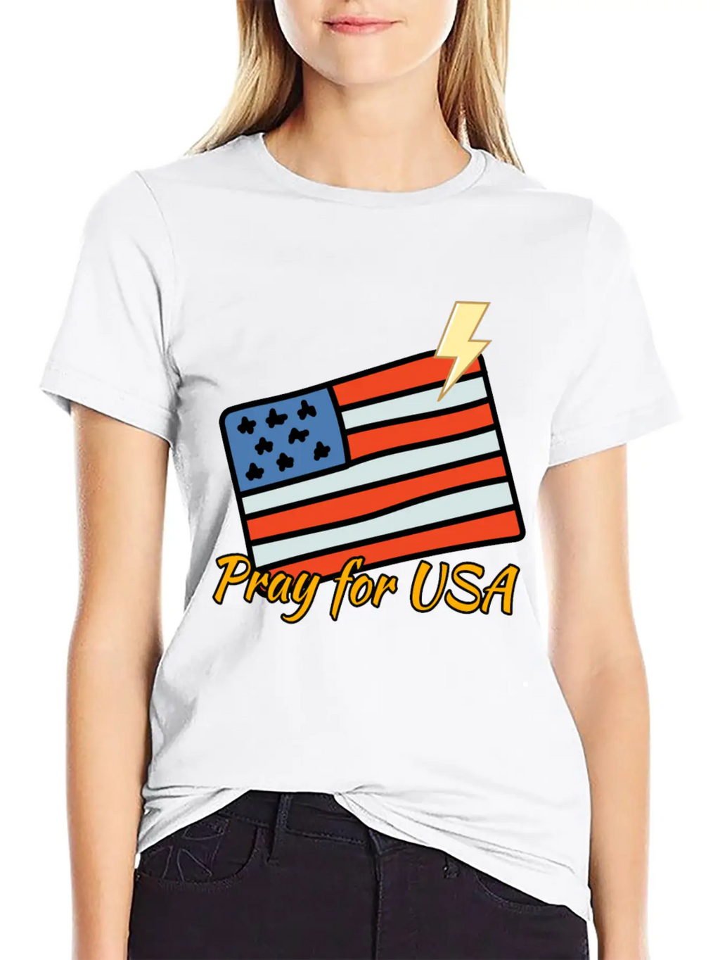 Pray For USA Products Peaceful For USA T-Shirt Essential Unisex Summer Tee – Soft Cotton Casual Fit