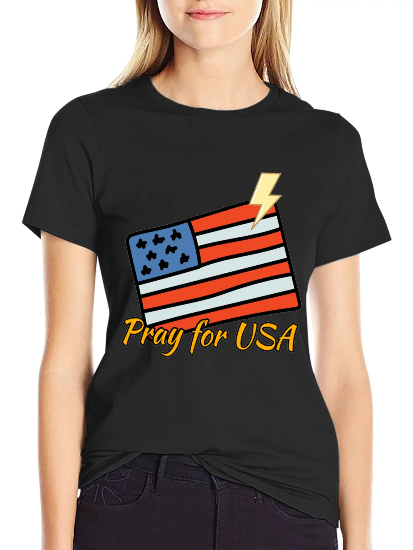 Pray For USA Products Peaceful For USA T-Shirt Essential Unisex Summer Tee – Soft Cotton Casual Fit