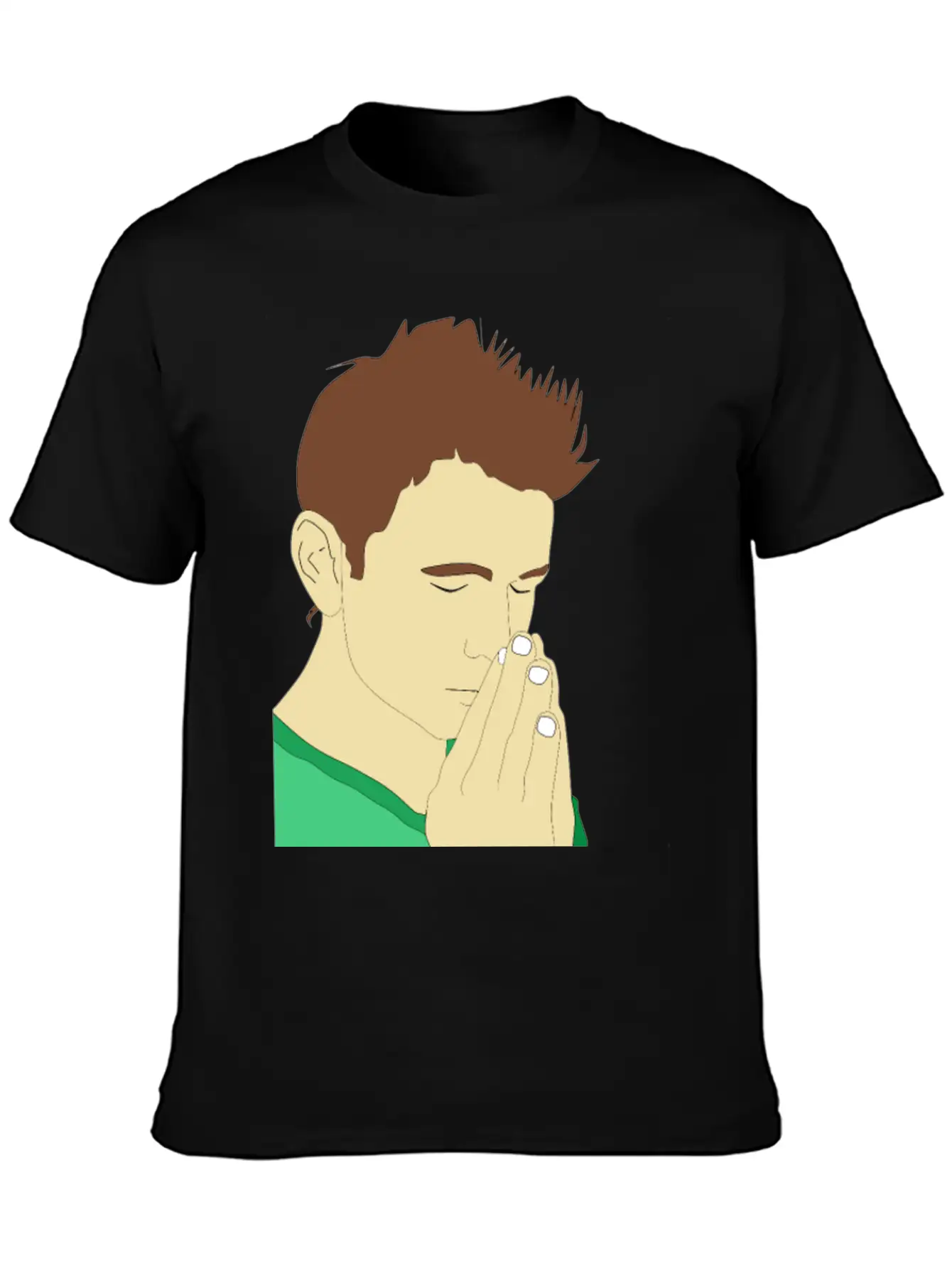 Praying Man Portrait Breathable Soft Cotton T-Shirt – Timeless Casual Look