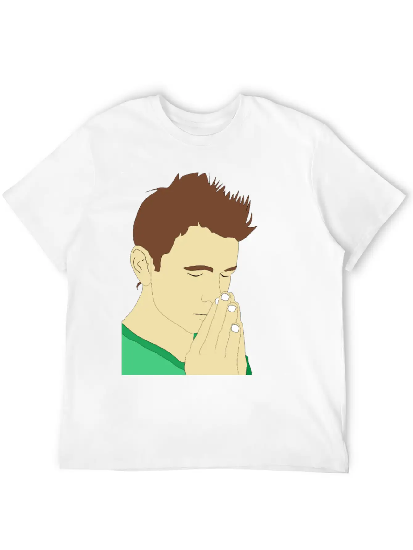 Praying Man Portrait Breathable Soft Cotton T-Shirt – Timeless Casual Look